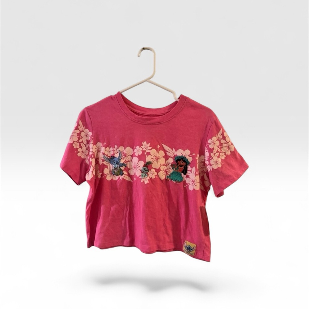 NWT Disney Pink Tee Lilo & Stitch Embroidered Design Box T shirt 👚 girls 12-14